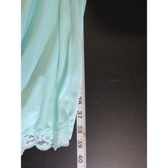 Vtg NWT! 1980's Shadowline Seafoam Green Nylon Babydoll Nightgown & Robe Set S - Picture 6 of 16
